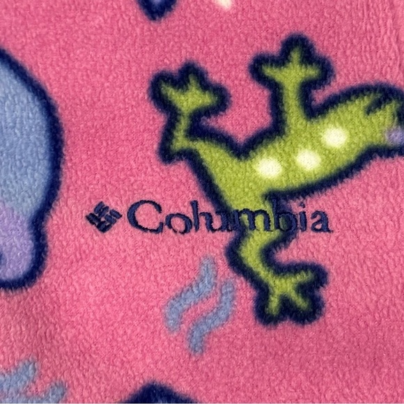 Vintage Columbia Fleece Bunting 6-12 Months Pink Animals Soft Warm Snowsuit - Picture 2 of 12